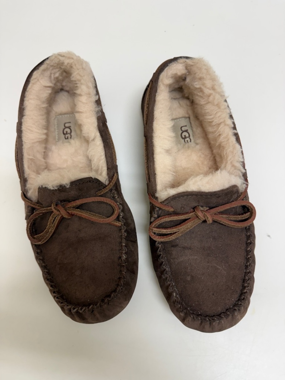 UGG Dakota Chocolate Brown Suede Shearling Moccasins